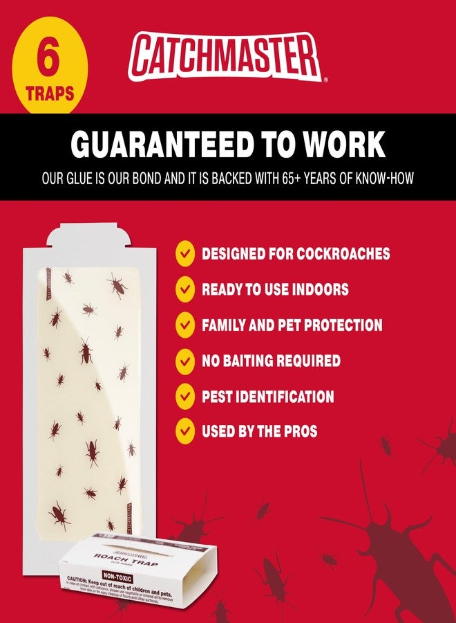 كاتشماستر ألواح لاصقة لصيد الصراصير من كاتشماستر، عبوة من 6 قطع، مصيدة حشرات لاصقة، قاتل للحشرات والصراصير، مصائد للعقارب والعناكب والجراد والصراصير المنزلية، مصائد لاصقة بالجملة للمنزل والجراج، مكافحة الآفات المنزلية - Image 3